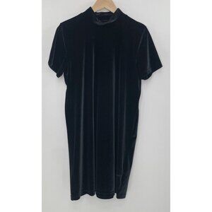 Madewell Black Velvet Mock Neck Mini‎ Shift Dress Size L, 90s, Holiday, Event